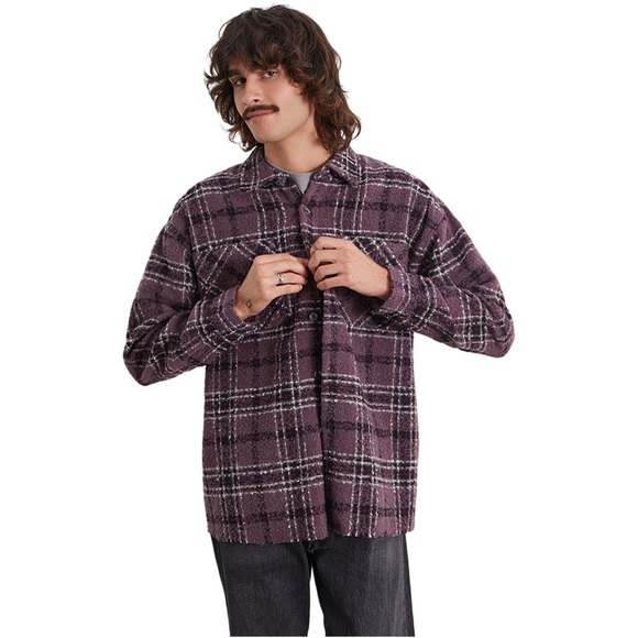 PacSun Textured Purple Plaid Shacket - Picture 1 of 7
